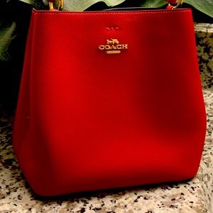 Coach Like New, with plastic on tag, Red Small Town Bucket Bag, Practically New
